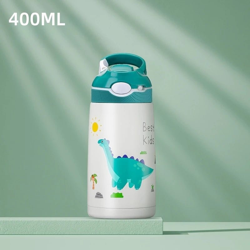 400ML Kids Water Bottle – Cartoon Animal Thermos with Duck Straw, 316 Stainless Steel Vacuum Flask - goosavvy.com