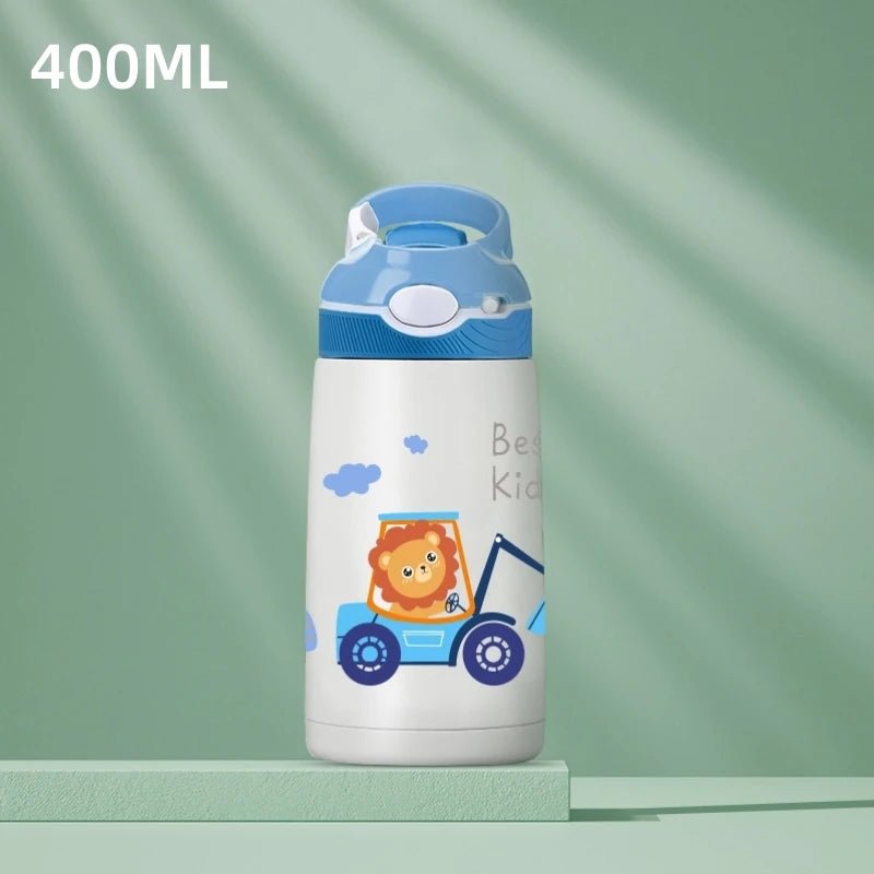 400ML Kids Water Bottle – Cartoon Animal Thermos with Duck Straw, 316 Stainless Steel Vacuum Flask - goosavvy.com