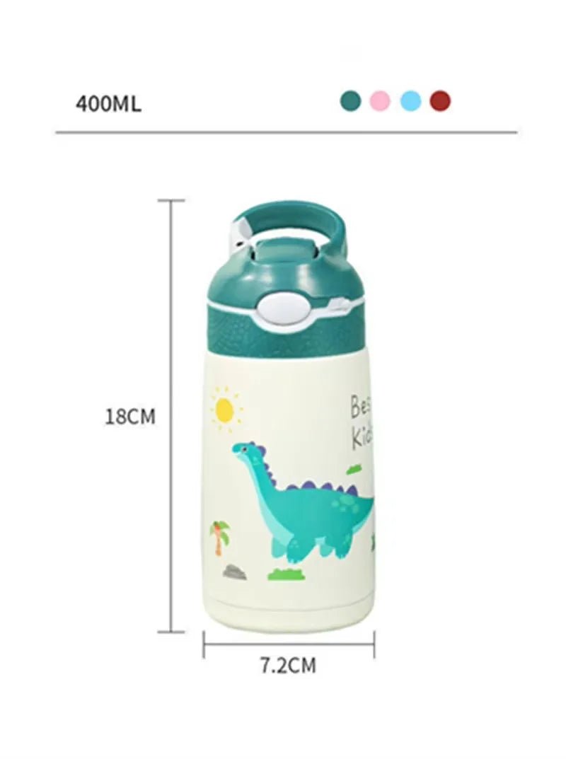 400ML Kids Water Bottle – Cartoon Animal Thermos with Duck Straw, 316 Stainless Steel Vacuum Flask - goosavvy.com