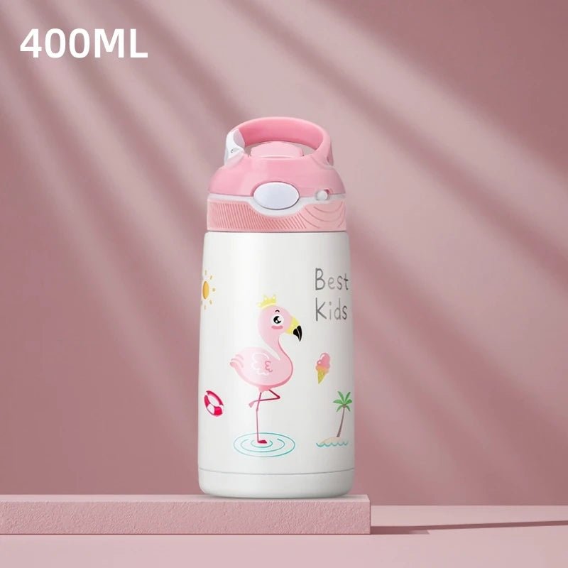 400ML Kids Water Bottle – Cartoon Animal Thermos with Duck Straw, 316 Stainless Steel Vacuum Flask - goosavvy.com