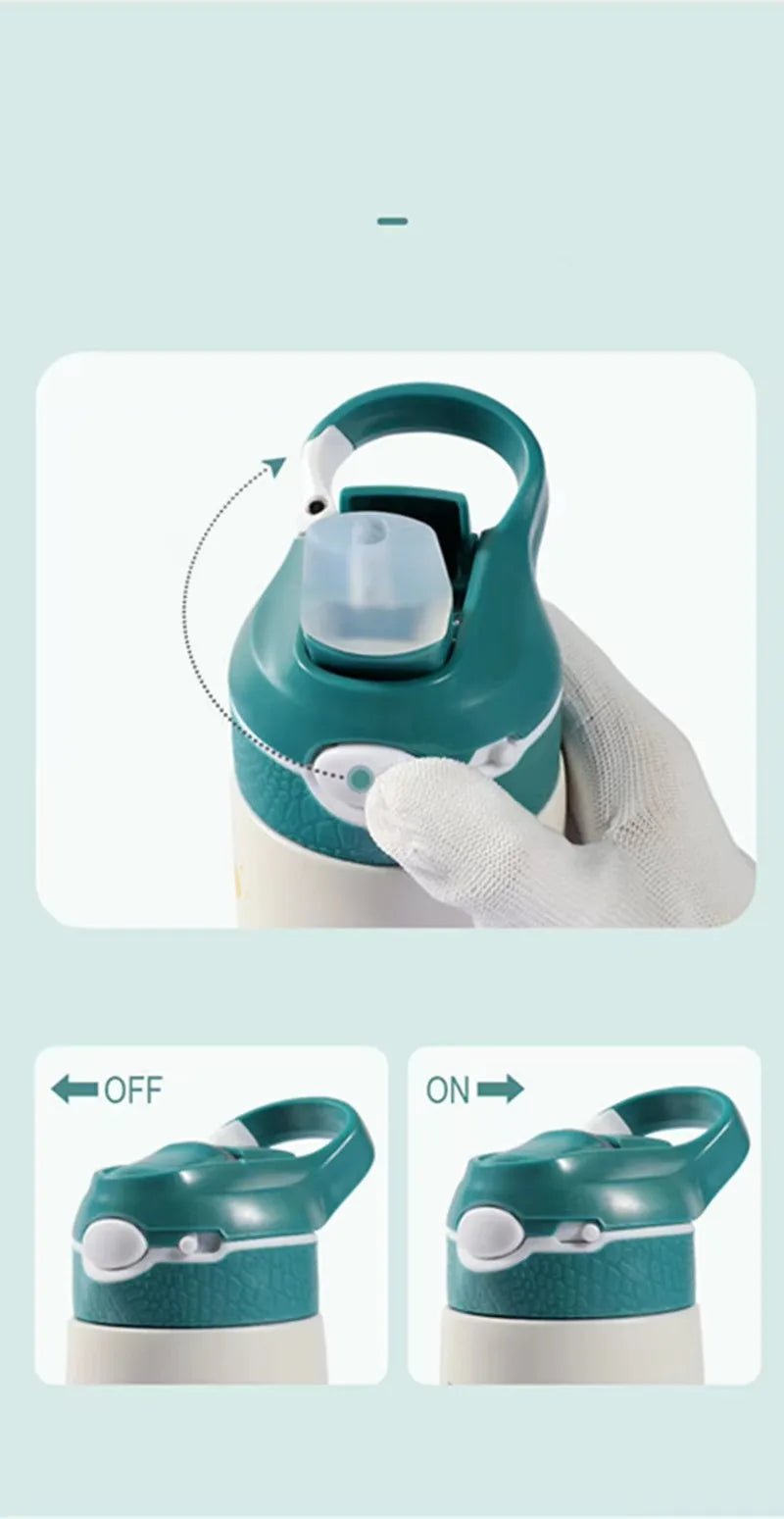 400ML Kids Water Bottle – Cartoon Animal Thermos with Duck Straw, 316 Stainless Steel Vacuum Flask - goosavvy.com