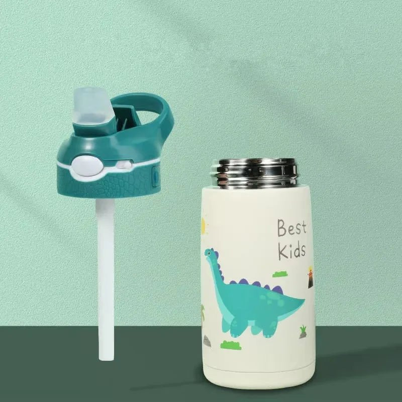 400ML Kids Water Bottle – Cartoon Animal Thermos with Duck Straw, 316 Stainless Steel Vacuum Flask - goosavvy.com
