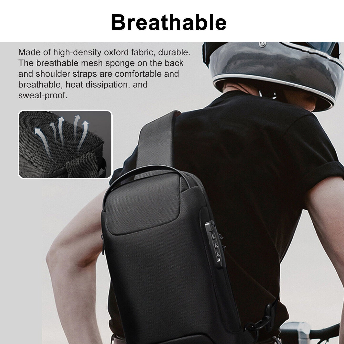 Men's Waterproof Anti-Theft Sling Crossbody Bag with USB Charging Port