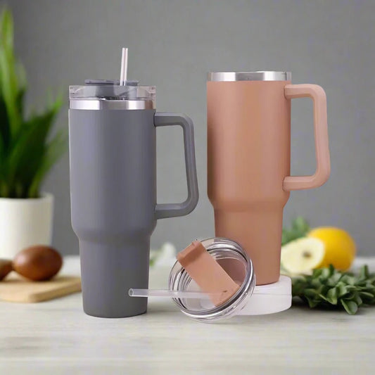 40oz Stainless Steel Insulated Tumbler with Handle and Reusable Straw - goosavvy.com