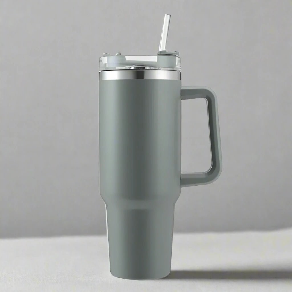 40oz Stainless Steel Insulated Tumbler with Handle and Reusable Straw - goosavvy.com