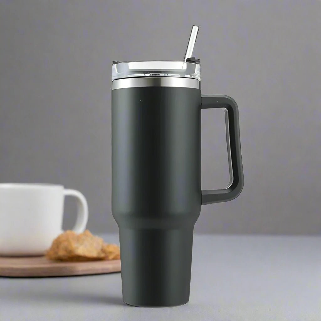 40oz Stainless Steel Insulated Tumbler with Handle and Reusable Straw - goosavvy.com