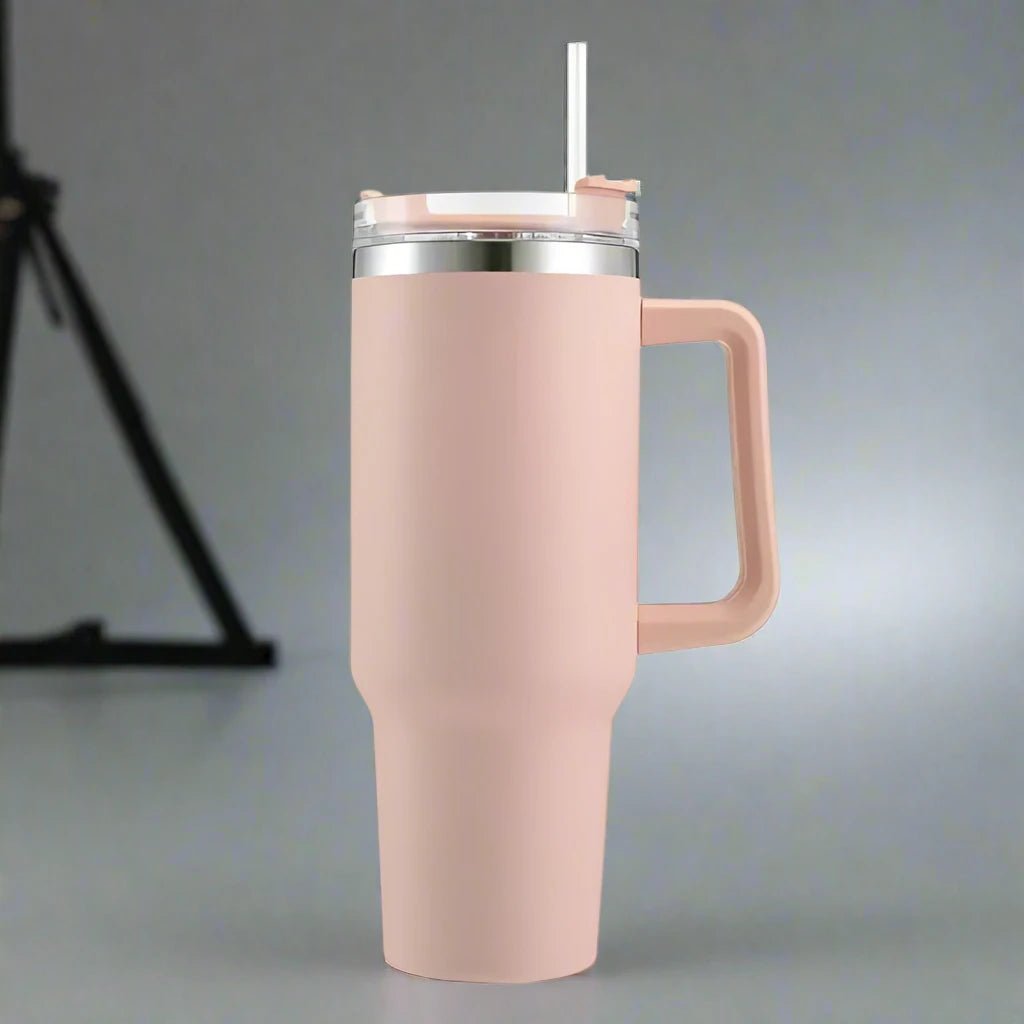 40oz Stainless Steel Insulated Tumbler with Handle and Reusable Straw - goosavvy.com