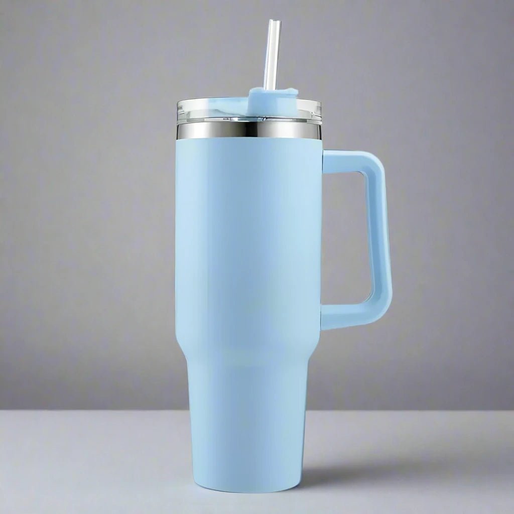 40oz Stainless Steel Insulated Tumbler with Handle and Reusable Straw - goosavvy.com