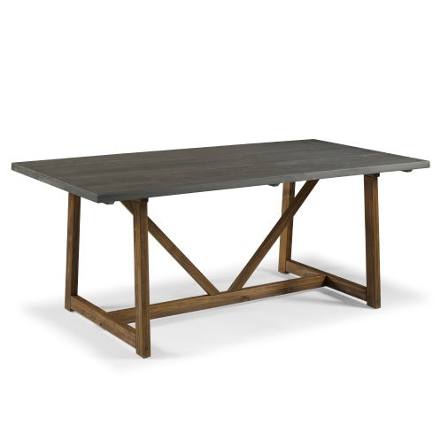 Modern Farmhouse Solid Wood V-Frame Trestle Dining Table - Grey Brown