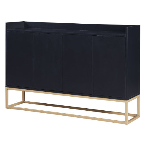 Modern Black Sideboard Buffet Cabinet with Ample Storage & Gold Legs