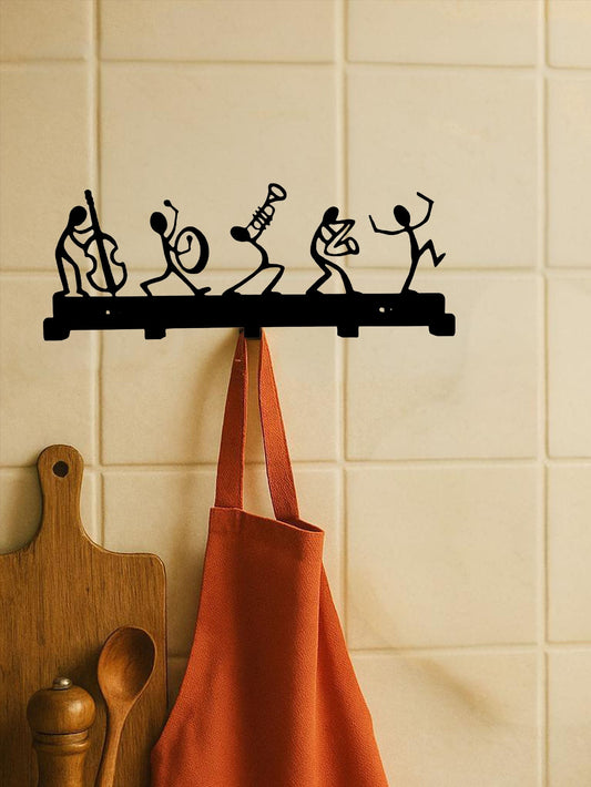 5 - Hook Black Metal Wall Mounted Coat Rack – Music Band Style – Heavy Duty Storage for Entryway, Closet, and Bedroom - goosavvy.com
