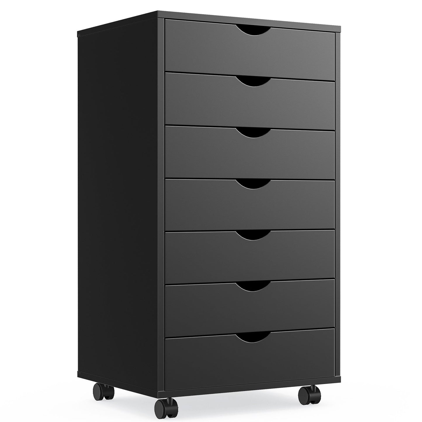 5 or 7 Drawer Wood File Cabinet with Wheels – Modern Dresser Organizer for Office & Home, White - goosavvy.com