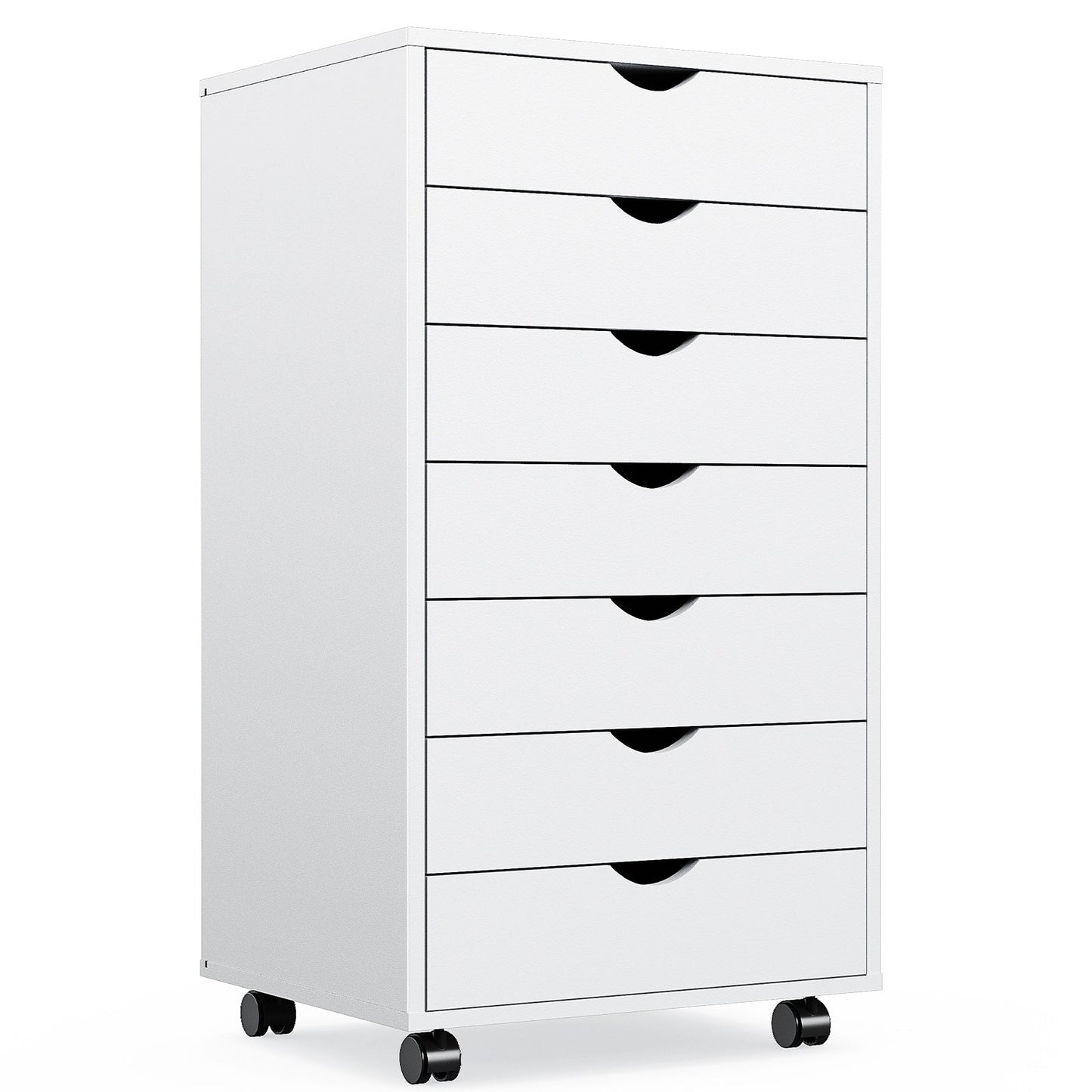 5 or 7 Drawer Wood File Cabinet with Wheels – Modern Dresser Organizer for Office & Home, White - goosavvy.com
