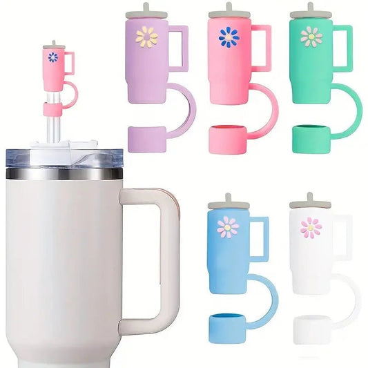5 - Pack Silicone Straw Covers for Stanley 30 & 40 Oz Tumblers – Cute Mini Tumbler with Flower Design (10mm) - goosavvy.com