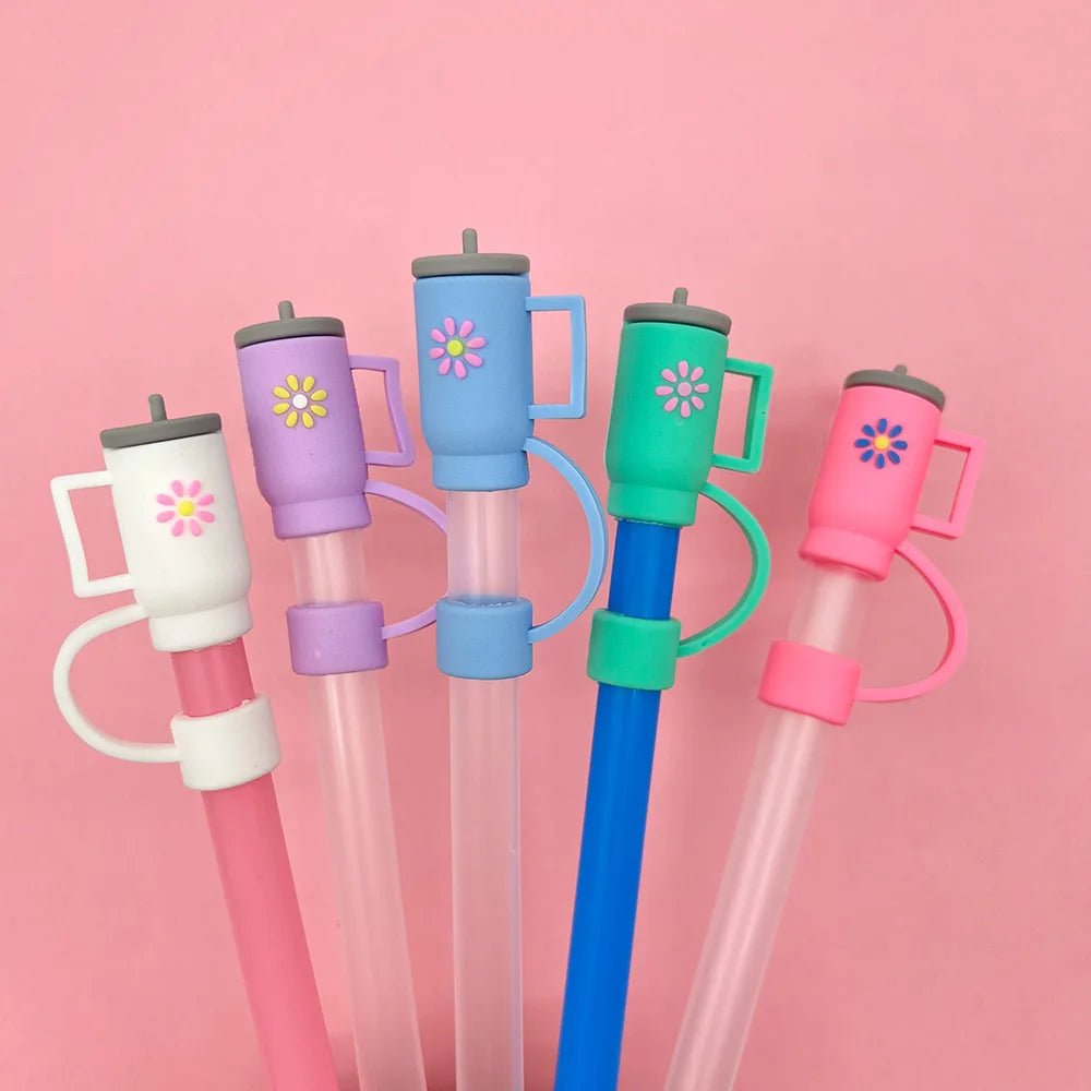 5 - Pack Silicone Straw Covers for Stanley 30 & 40 Oz Tumblers – Cute Mini Tumbler with Flower Design (10mm) - goosavvy.com