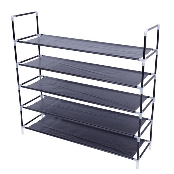 5 - Tier Shoe Rack for 25 Pairs, Non - Woven Fabric Shoe Organizer, Black - goosavvy.com