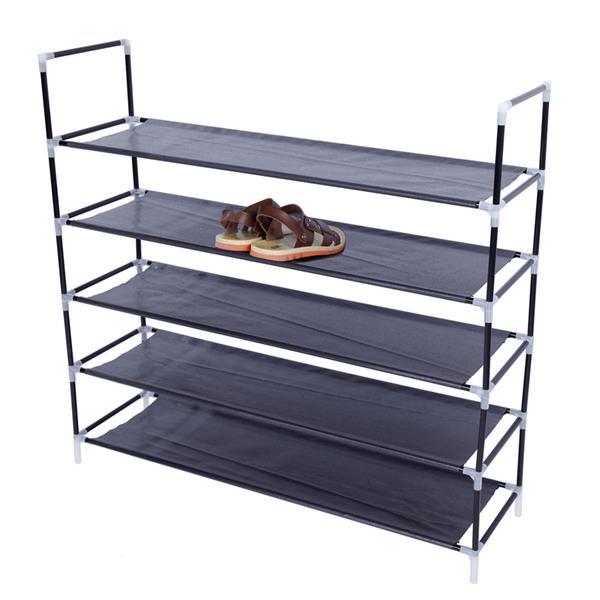 5 - Tier Shoe Rack for 25 Pairs, Non - Woven Fabric Shoe Organizer, Black - goosavvy.com