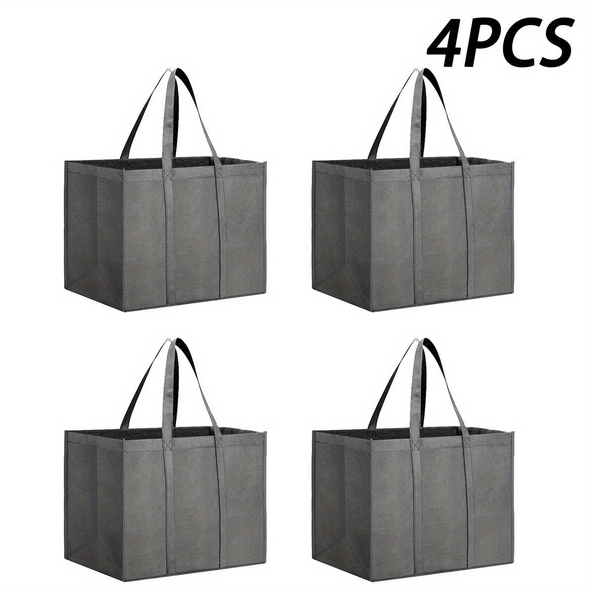 4-Pack Heavy-Duty Reusable Shopping Bags - Durable Non-Woven Tote in Purple & Teal Mix - Reinforced, Foldable, Spacious Grocery Carryall