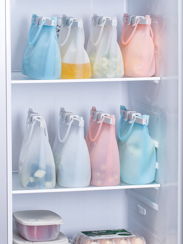 Silicone Storage Bags, Leakproof & Sealed Ziplock Bags for Freezer and Refrigerator