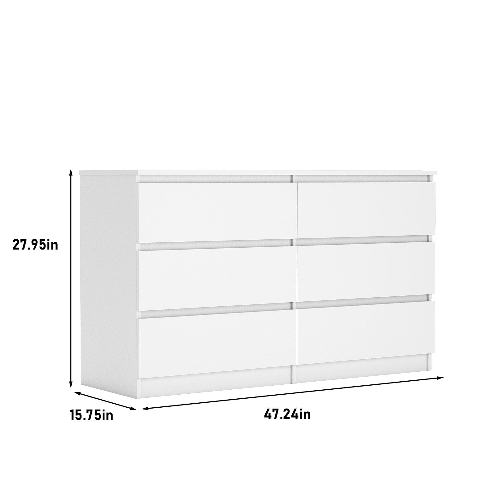 6 Drawer White Dresser Chest for Bedroom – Modern Minimalist Storage Organizer - goosavvy.com