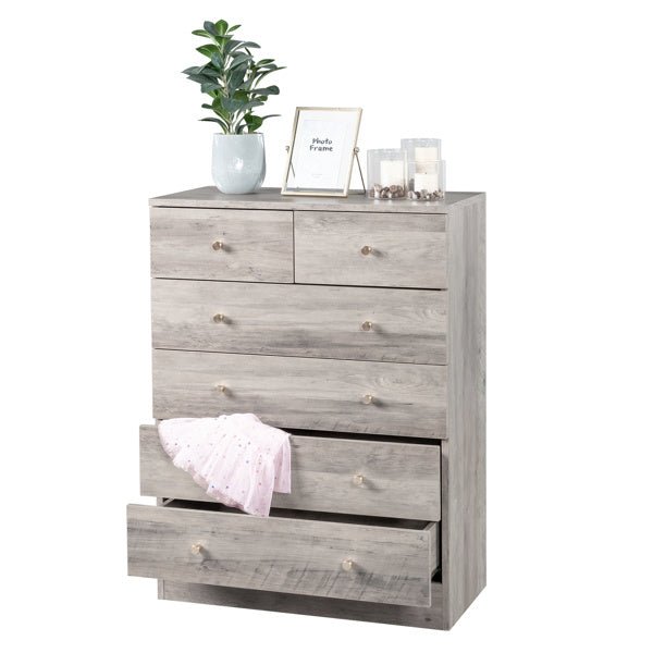 6 - Drawer Wooden Dresser for Bedroom – Chest of Drawers & Storage Unit, Gray - goosavvy.com