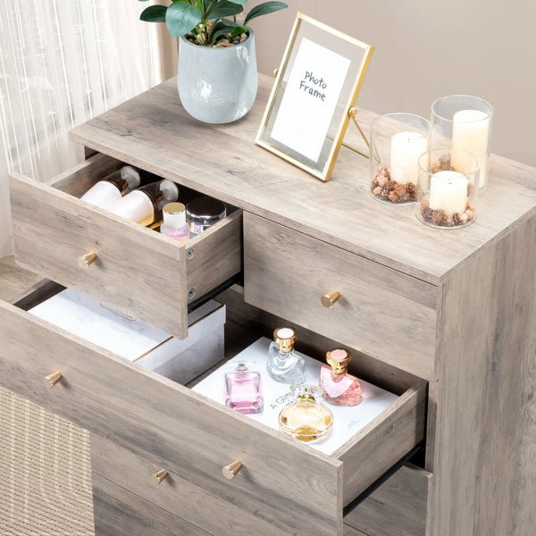 6 - Drawer Wooden Dresser for Bedroom – Chest of Drawers & Storage Unit, Gray - goosavvy.com