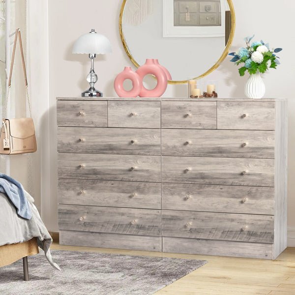 6 - Drawer Wooden Dresser for Bedroom – Chest of Drawers & Storage Unit, Gray - goosavvy.com