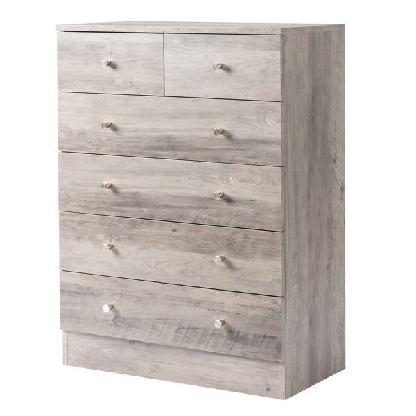 6 - Drawer Wooden Dresser for Bedroom – Chest of Drawers & Storage Unit, Gray - goosavvy.com