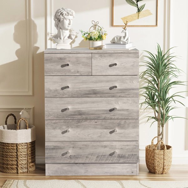 6 - Drawer Wooden Dresser for Bedroom – Chest of Drawers & Storage Unit, Gray - goosavvy.com