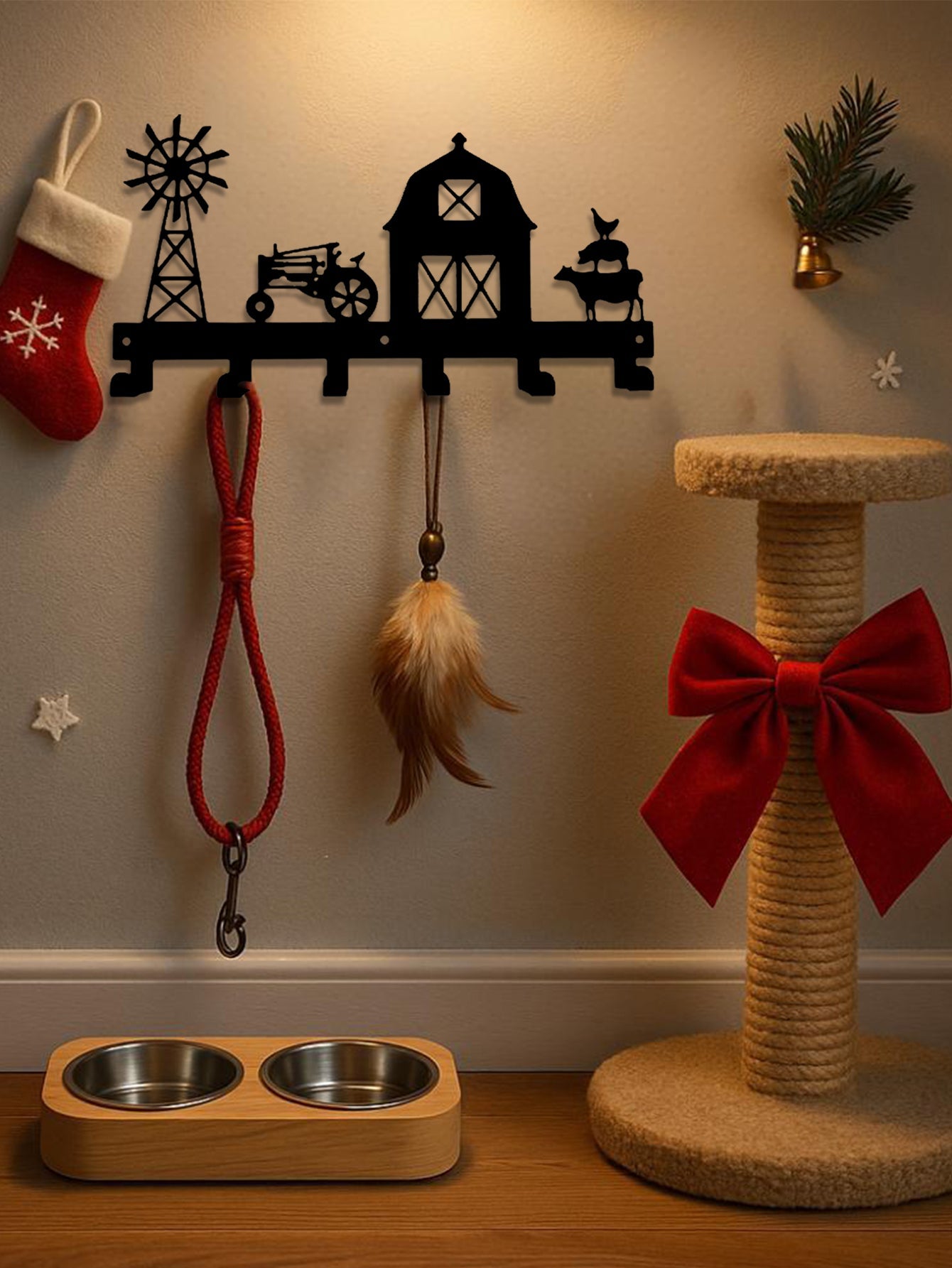 6 - Hook Black Metal Farm Animal Key Rack – Wall Mounted Windmill & Barn Entryway Organizer - goosavvy.com