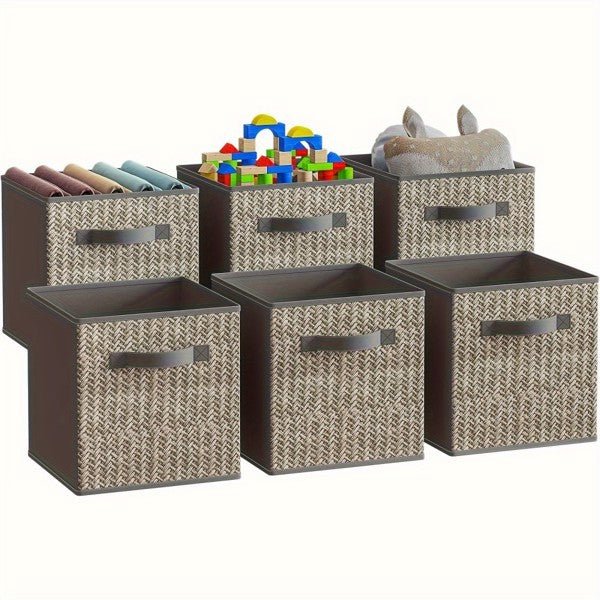 6 - piece Fabric Storage Box With Handle - goosavvy.com