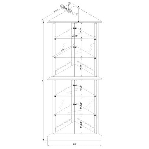 6 - Tier Corner Curio Display Cabinet with Lights & Adjustable Glass Shelves, Walnut Finish - goosavvy.com