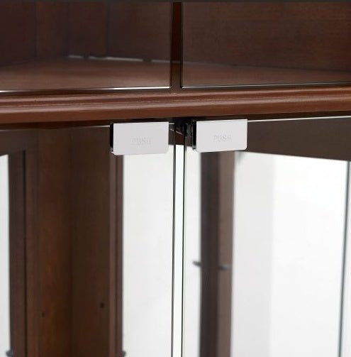 6 - Tier Corner Curio Display Cabinet with Lights & Adjustable Glass Shelves, Walnut Finish - goosavvy.com