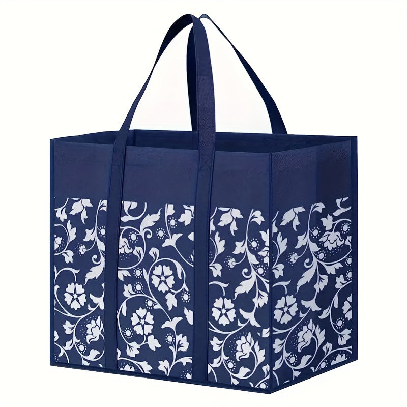1pc Foldable Reusable Shopping Tote Bag – Water-Resistant & Heavy-Duty for Groceries – Reinforced Handles, Choose from 4 Stylish Patterns