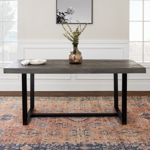 72 - Inch Rustic Farmhouse Solid Wood Dining Table with Distressed Finish - goosavvy.com