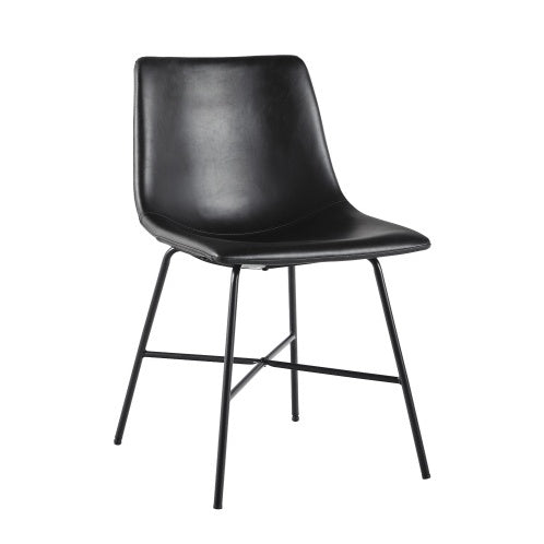 Set of 2 Modern Upholstered Dining Chairs with Metal X-Base, Black