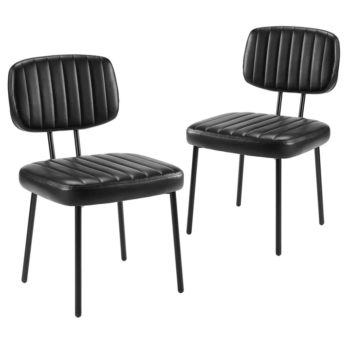 Set of 2 Modern PU Leather Dining Chairs, Comfortable Kitchen Chairs for Home, Black/Brown/White