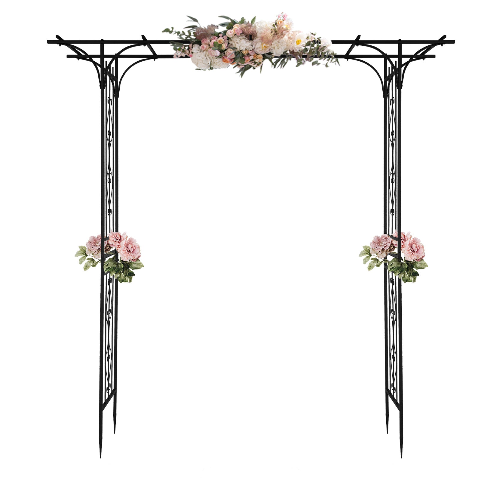 7ft Black Iron Garden Arch – Flat Top Trellis for Climbing Plants - goosavvy.com