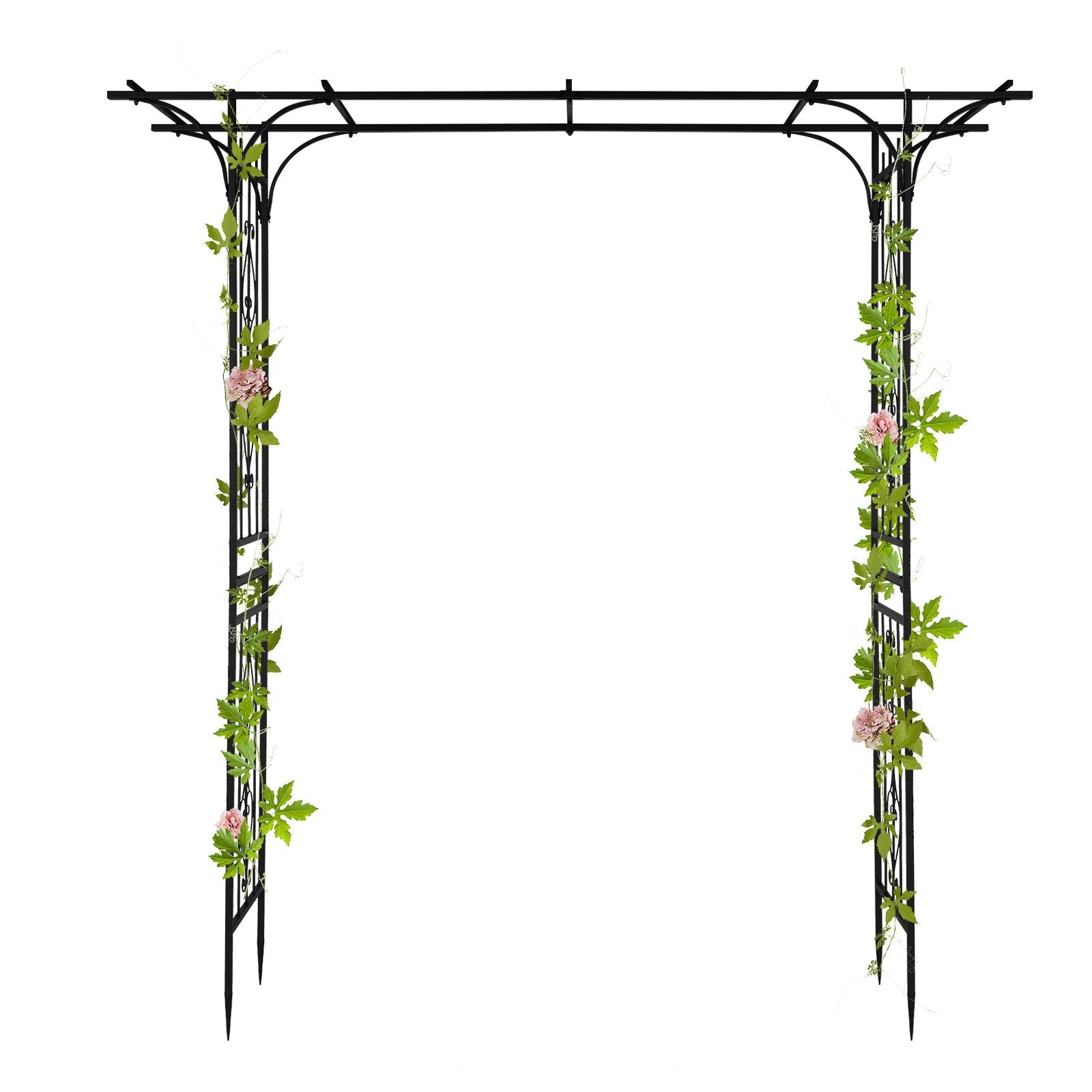 7ft Black Iron Garden Arch – Flat Top Trellis for Climbing Plants - goosavvy.com