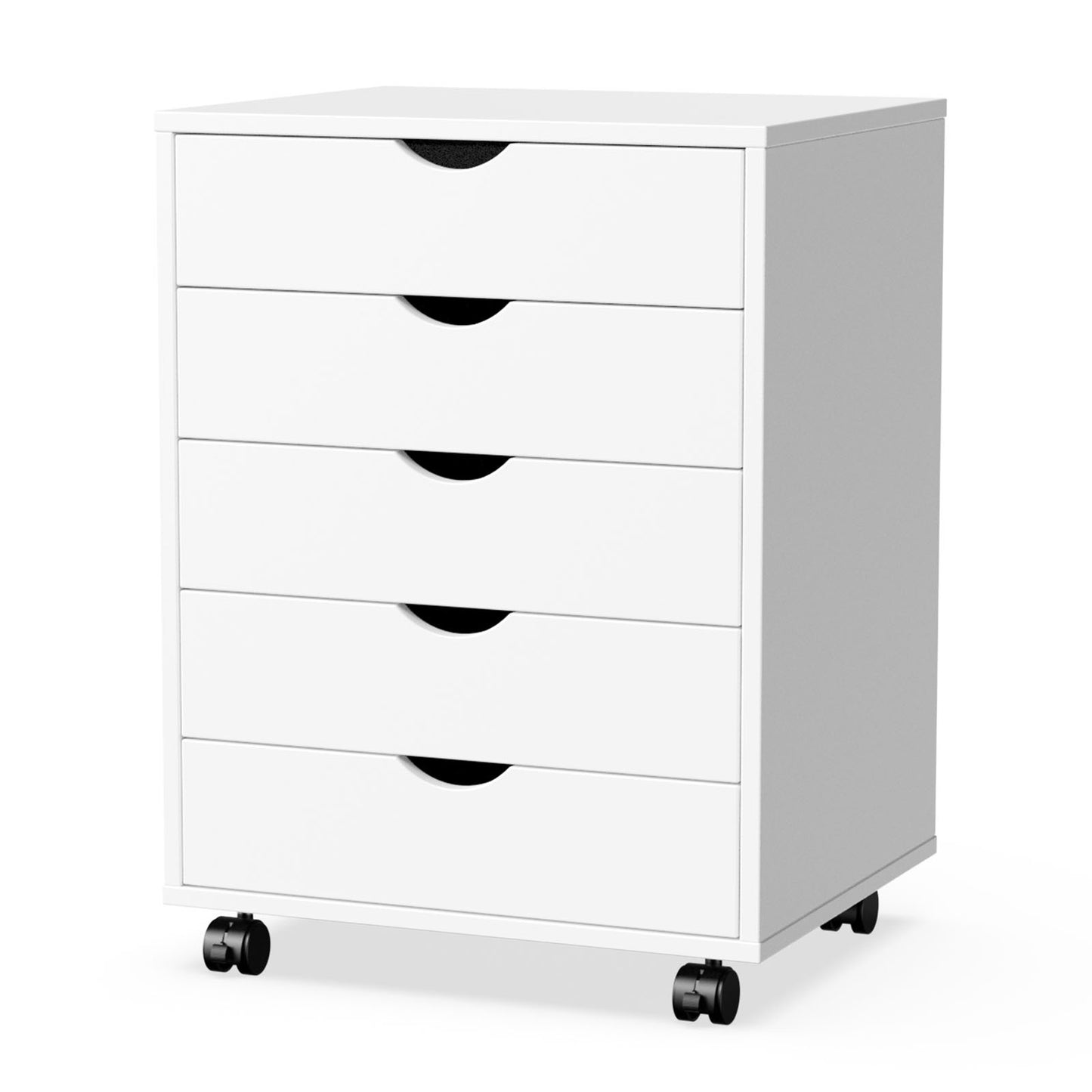 5 or 7 Drawer Wood File Cabinet with Wheels – Modern Dresser Organizer for Office & Home, White
