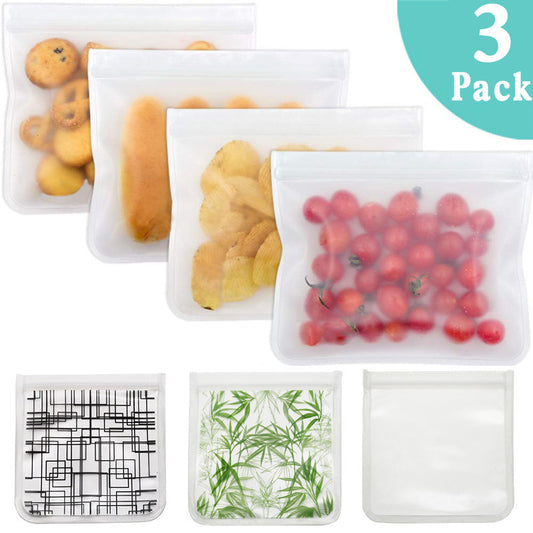 3-Pack Reusable Ziplock Food Storage Bags, FDA Certified BPA and Lead Free Material, Eco-Friendly - goosavvy.com