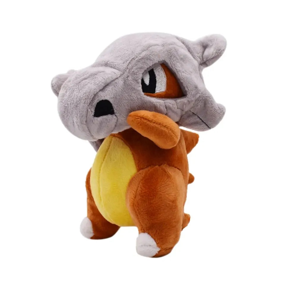 Cubone plush toy with gray top, orange belly, and yellow underbelly on a white background.