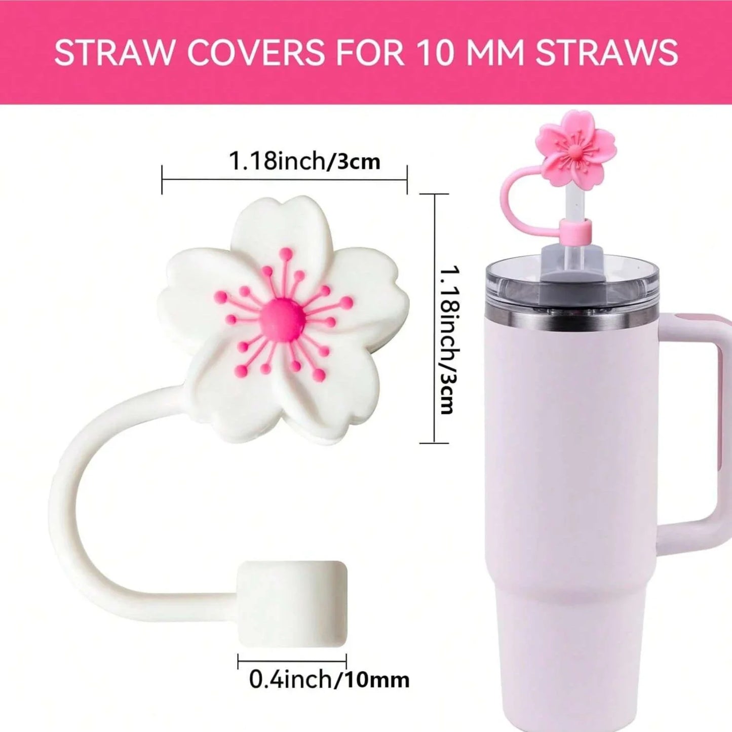 Begonia Flower Straw Covers (BPA-Free) – Reusable Tips for Large 30/40 oz Tumblers