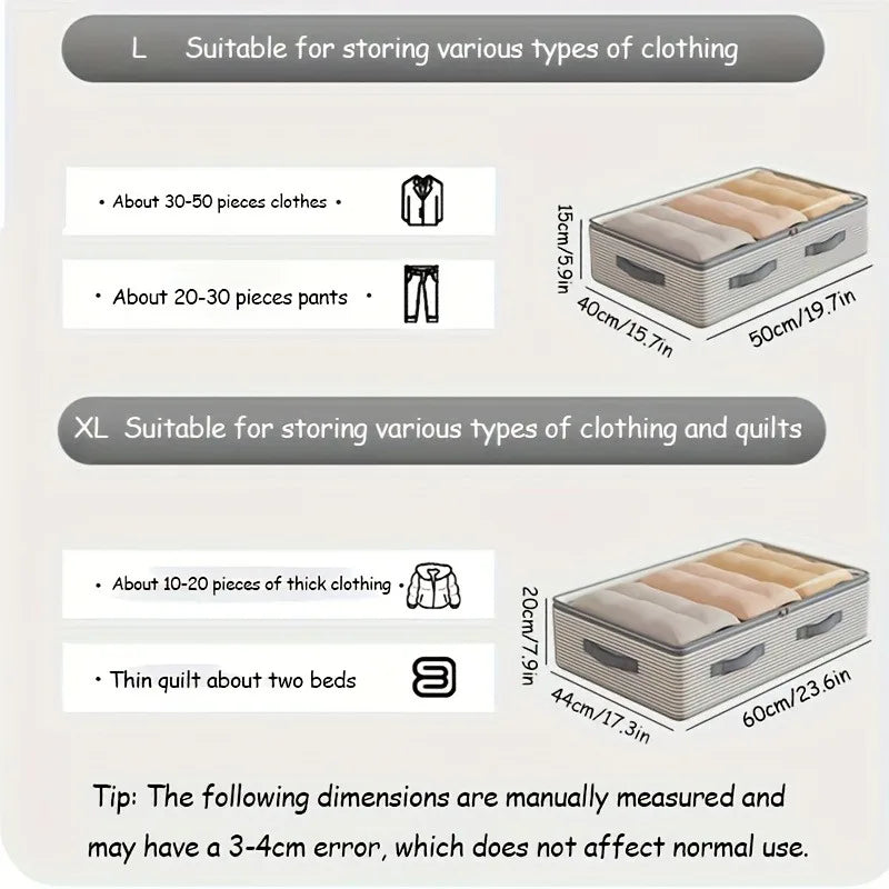 Under-Bed Clothes & Bedding Storage Bag with Clear Top – L & XL