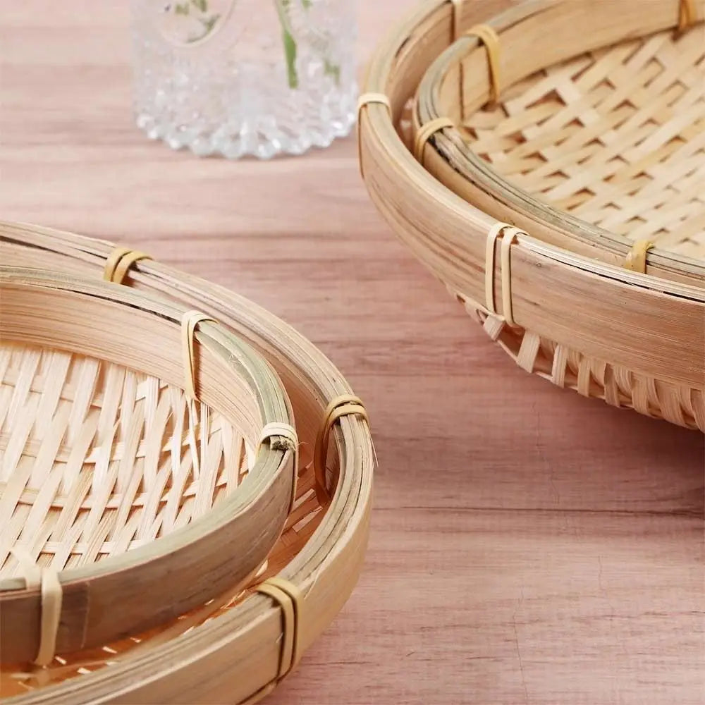 Round Woven Bamboo Decorative Tray