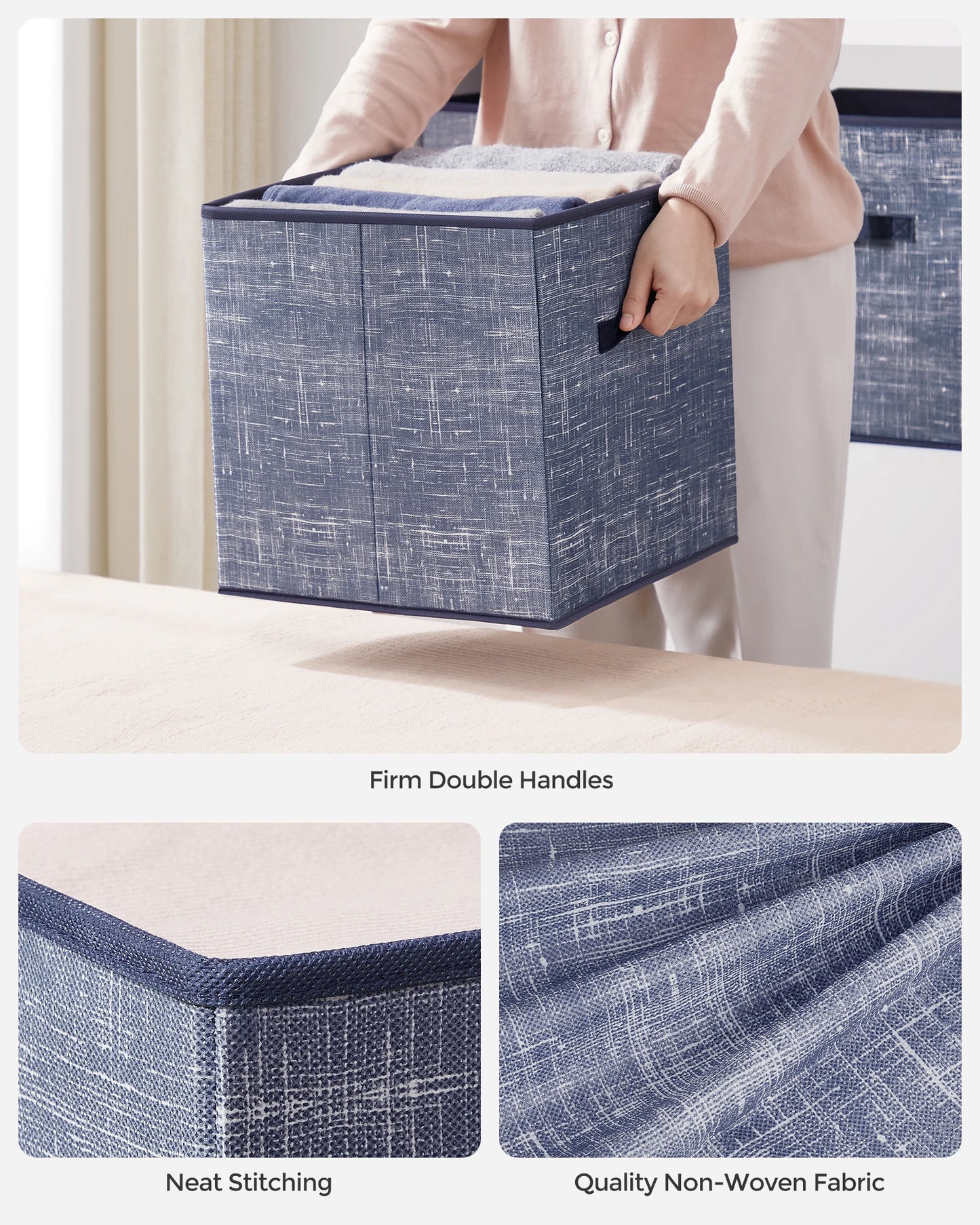 Foldable Fabric Storage Cubes 6-Pack – 11.8" Non-Woven Closet Organizer Bins with Dual Handles for Shelves, Clothes & Home Organization
