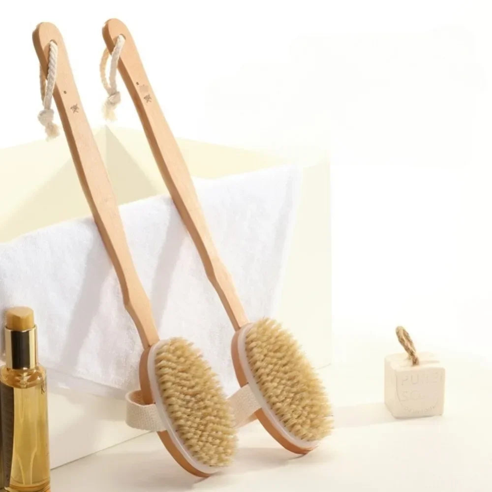 Wooden Body Brush with Detachable Long Handle
