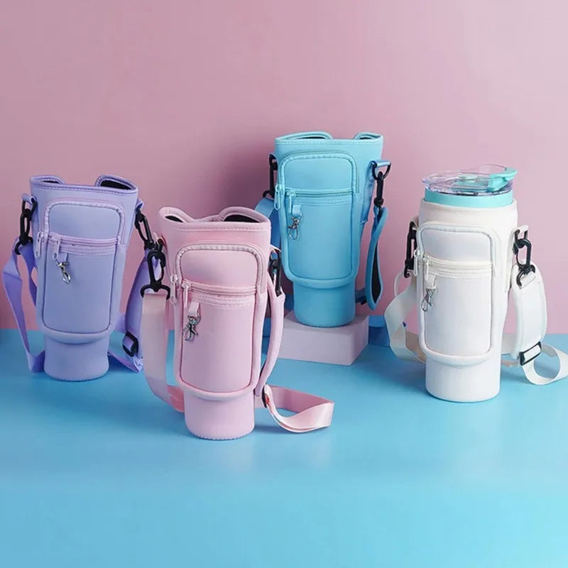 Insulated Neoprene Water Bottle Carrier Bag – Crossbody Pouch with Phone Pocket & Adjustable Strap for Stanley 40oz Tumbler