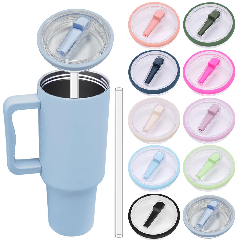 🥤 Spill-Proof Flip Straw Replacement Lid for 40oz Tumblers – Reusable Leak-Resistant Cover with Straw
