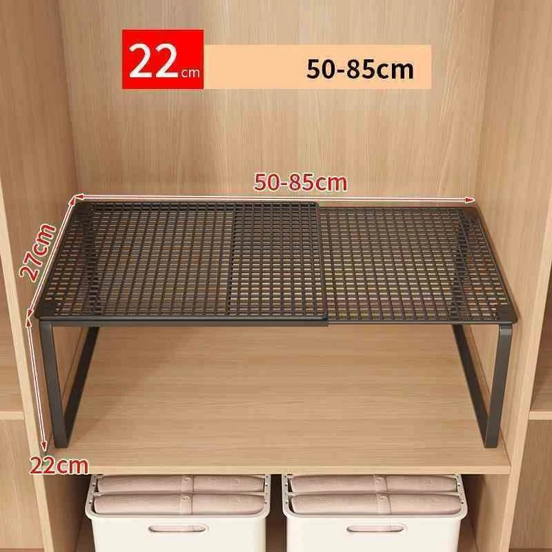 Expandable Metal Closet Shelf Organizer – Stackable, Black or White